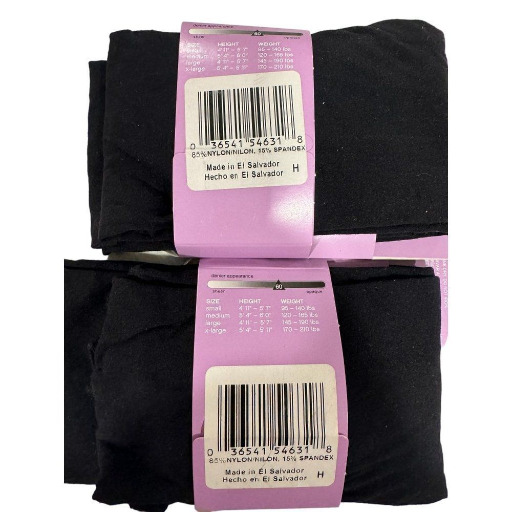 Hanes Premium X-Temp Opaque TIghts with Control Top Black Sz Medium 2 Pairs - Picture 3 of 4